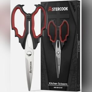 Astercook Batwing  Red and Black Kitchen Scissors